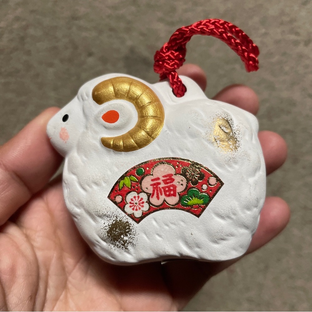Hitsuji Dorei, Ram Ceramic Bell, Japanese Vintage Bell, Lucky, Zodiac
